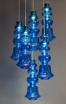 Ilke Lamp in Blue & Grey Blown Glass by Sahil & Sarthak